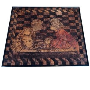 Wood Burned Chess Art 18x20 | Framed Folk Art Wall Decor